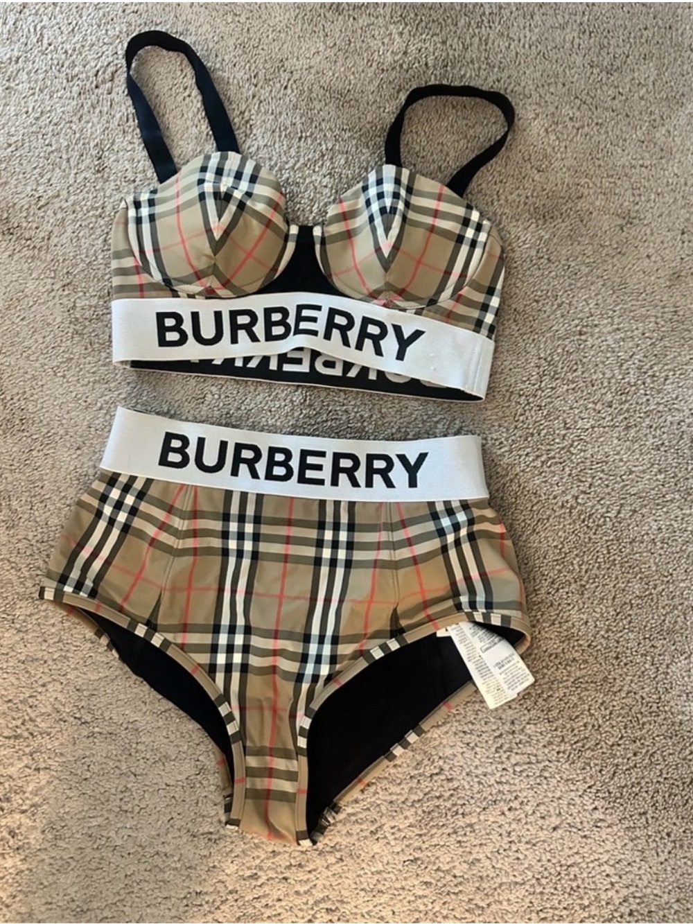 Vintage Check Logo Bralette & High Waist Briefs